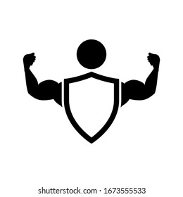Shield and muscle icon – stock vector