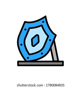Escudo, icono del museo. Color simple con elementos de vector de contorno de iconos de cosas históricas para ui y ux, sitio web o aplicación móvil