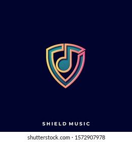 Shield Music Illustration Vector Template. Suitable for Creative Industry, Multimedia, entertainment, Educations, Shop, and any related business