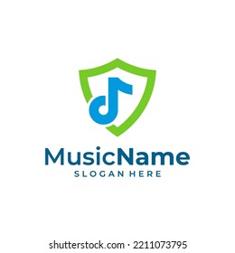 Shield Music Logo Vector Icon Illustration. Music logo design template