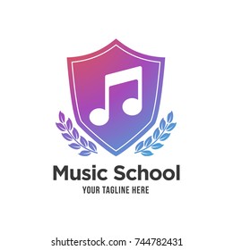 Shield Music Record Education Academy, Vector logo template