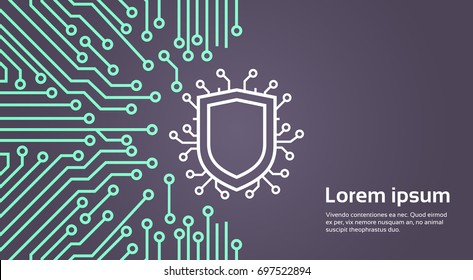 Shield Network Data Protection System Concept Banner Vector Illustration