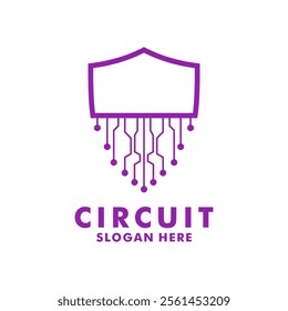 Shield Network logo design. Cyberspace Protections logo vector. Digital circuit futuristic logo design vector template