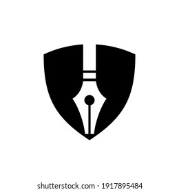 Symbol für einfaches schwarzes, weißes Schild und Nib-Logo