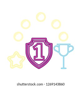 shield number one trophy neon video game