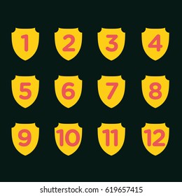 Shield with number in vector