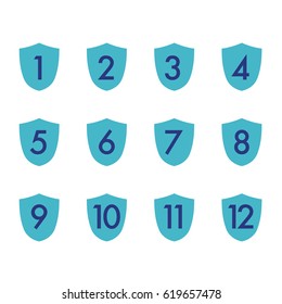 Shield with number in vector
