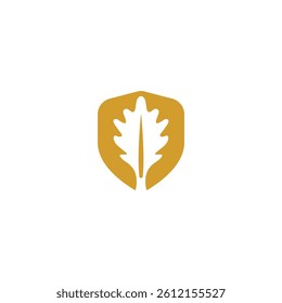 shield oak leaf logo organic, eco-friendly, businesses, educational, institutions, health, wellness, insurance, finance, woodworking.