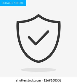 Shield ok Icon Editable Stroke Pixel Perfect Vector