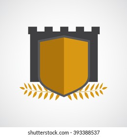 shield on the background of the fortress logo