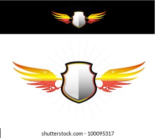 shield on flaming wings