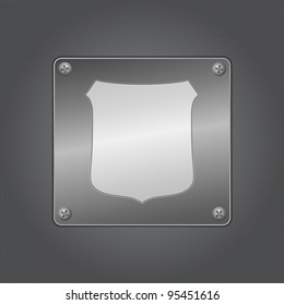 Shield on a metal board, vector eps10 illustration