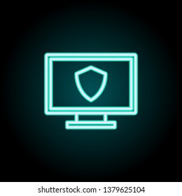 shield on the screen neon icon. Elements of Virus, antivirus set. Simple icon for websites, web design, mobile app, info graphics