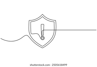 Shield of one continuous line drawn. Security shield drawn in one line. Safety and protection concept. Vector illustration