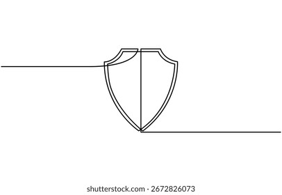 Shield of one continuous line drawn. Security shield drawn in one line. Safety and protection concept, Shield drawn in one line with approval and rejection signs.