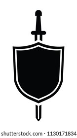 shield with one sword, black and white