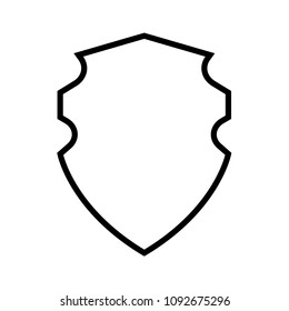 shield with only border. 10px stroke. coat of arms symbol. Can be used as icon for security, protected graphic object