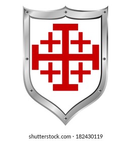 Shield of the Order of the Holy Sepulchre on white background.