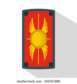 Shield with ornament icon. Flat illustration of shield with ornament vector icon for web
