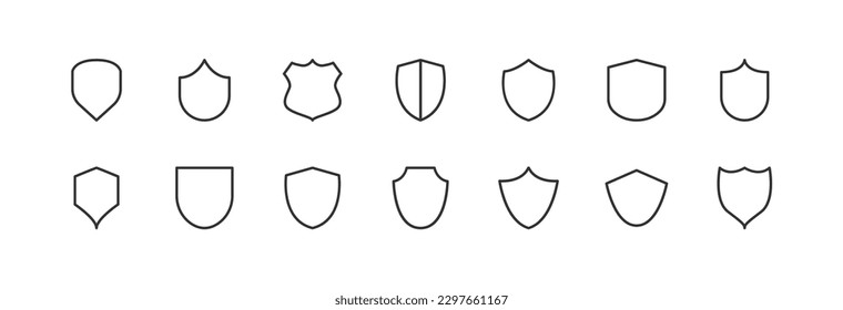 shield outline icon collection. Thin line simple elements for web and app. Premium pack