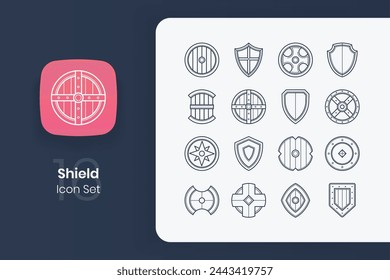 shield outline icon design set