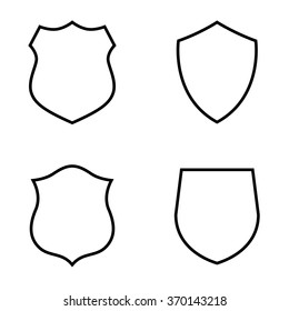 Shield Outline Icon Set . Vector Illustration