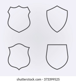 Shield outline icon set . Vector illustration