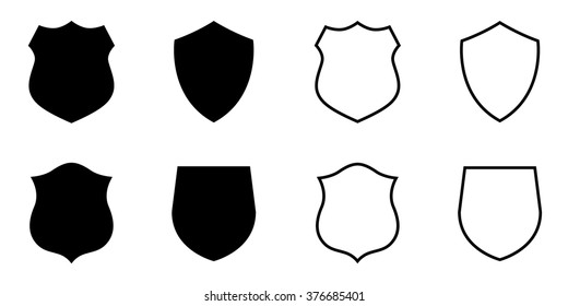 Shield Outline Icon Set Vector Illustration Stock Vector (Royalty Free ...