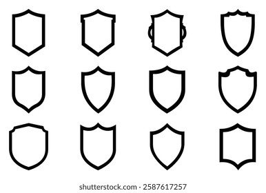 Shield outline Silhouette Icon Set and icon, Shield, Shield logo, badge, security, protection, safety, security symbol, Shield outline, outline