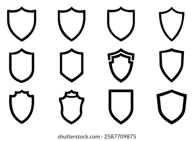 Shield outline Silhouette Icon Set and icon, Shield, Shield logo, badge, security, protection, safety, security symbol, Shield outline, outline
