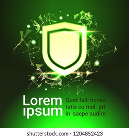 shield over green Data protection privacy concept GDPR Cyber security network background. shielding personal information. internet technology networking connection on digital copy space. vector