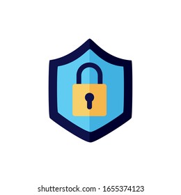 shield with padlock flat style vector illustration design