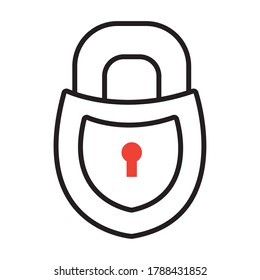 shield padlock icon over white background, half line half color style, vector illustration