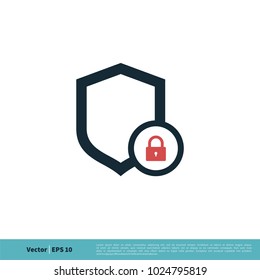Shield and Padlock Icon Vector Logo Template Illustration Design. Vector EPS 10.