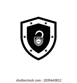 shield- padlock icon vector logo template, 