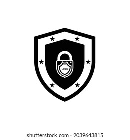 shield- padlock icon vector logo template, 