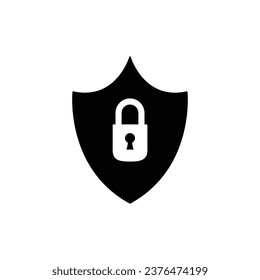 Escudo con icono de candado.Signo de protección. Diseño plano.Ilustración vectorial sobre fondo blanco.eps