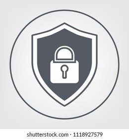 Shield with padlock icons flat design style. security concept.