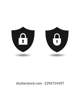 Shield with padlock icons. security shields with padlocks.
