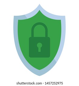 shield and padlock internet security icon cartoon vector illustration graphic design