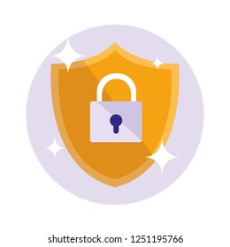 shield with padlock isolated icon