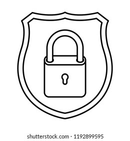 shield with padlock isolated icons