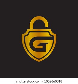 Shield Padlock Letter G Logo Template