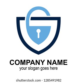 shield with padlock logo design concept, security and protection icon