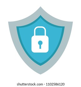 Shield with padlock security symbol