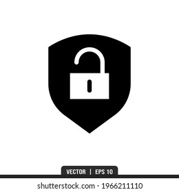 Shield Padlock Silhouette Symbol Vektorgrafik, Illustration Logo Vorlage im trendigen Stil. Geeignet für viele Zwecke.