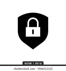 Vector de icono de Silueta Escudo Padlock, plantilla de logotipo de ilustración en estilo de moda. Idóneo para muchos fines.