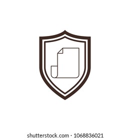 shield with paper document isolated icon