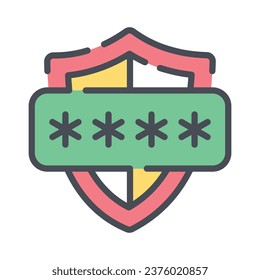 Escudo con contraseña, concepto de ciberseguridad. Protección de datos personales
