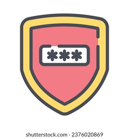 Shield with password, cyber security concept. Personal data protection